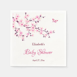 Serviette En Papier Baby shower blanc rose cerisier