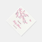Serviette En Papier Baby shower blanc rose cerisier (Coin)