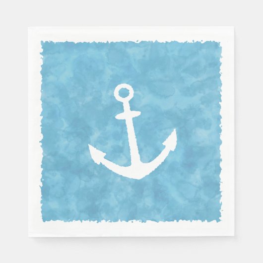 Serviette En Papier Baby shower bleu Ancre nautique (Devant)