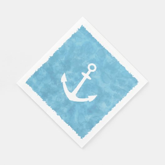 Serviette En Papier Baby shower bleu Ancre nautique (Coin)