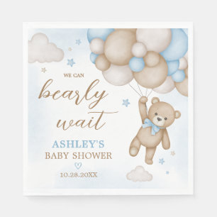 Serviette En Papier Baby shower Bleu Bear Balloons
