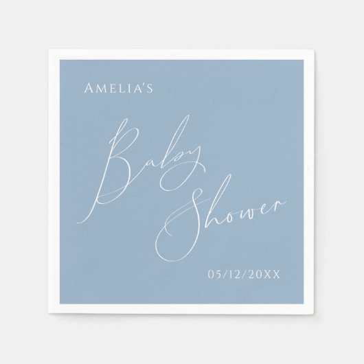 Serviette En Papier Baby shower bleu blanc (Devant)