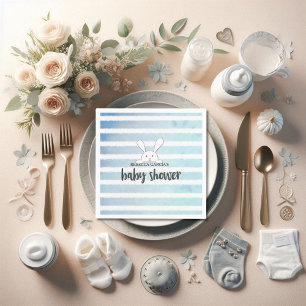 Serviette En Papier Baby shower Bleu Bleu Bleu Bleu Lapin Lapin Blanc 