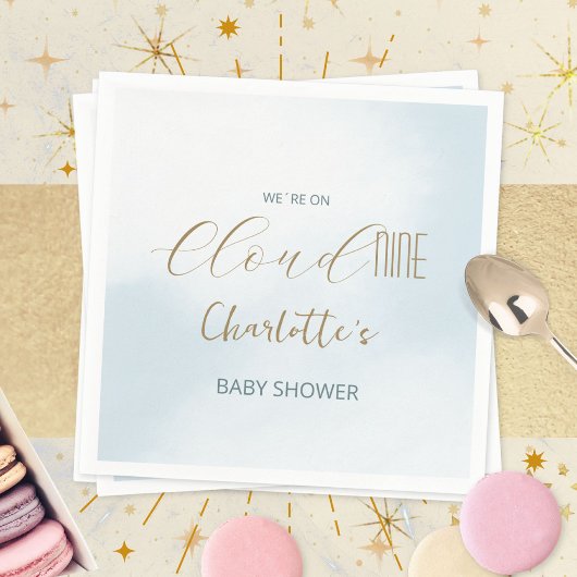 Serviette En Papier Baby Shower Bleu Céleste Cloud 9