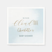 Serviette En Papier Baby Shower Bleu Céleste Cloud 9 (Devant)