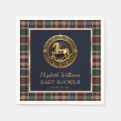 Serviette En Papier Baby shower bleu Cheval Equestre Preppy (Devant)