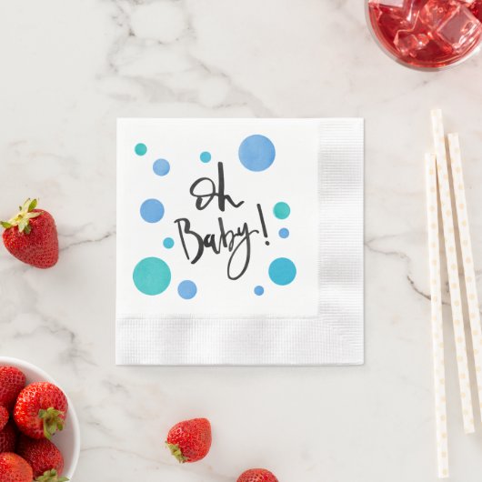 Serviette En Papier Baby shower bleu clair Polka Dot (En situation)