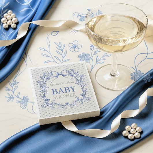 Serviette En Papier baby shower bleu Coquette vintage