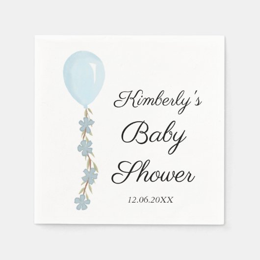 Serviette En Papier Baby shower Bleu Cute (Devant)