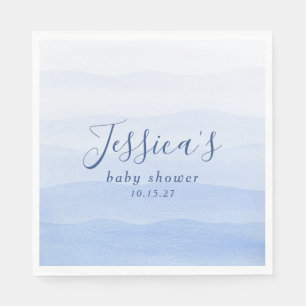 Serviette En Papier Baby shower bleu de dip de dégradés Ombre