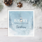 Serviette En Papier Baby shower Bleu de l'ours d'hiver