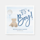 Serviette En Papier Baby shower Bleu de l'ours en peluche (Devant)