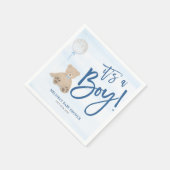 Serviette En Papier Baby shower Bleu de l'ours en peluche (Coin)