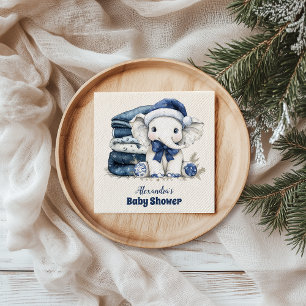 Serviette En Papier Baby shower bleu éléphant de Noël