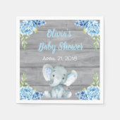 Serviette En Papier Baby shower bleu éléphant serviettes (Devant)