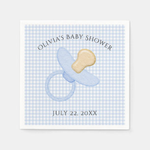 Serviette En Papier Baby shower bleu En vichy petit garçon Pacifier  s