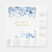Serviette En Papier Baby shower Bleu Floral Drop Bleu Repas Caché (Devant)
