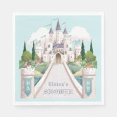 Serviette En Papier Baby shower bleu illustré Storybook Castle (Devant)
