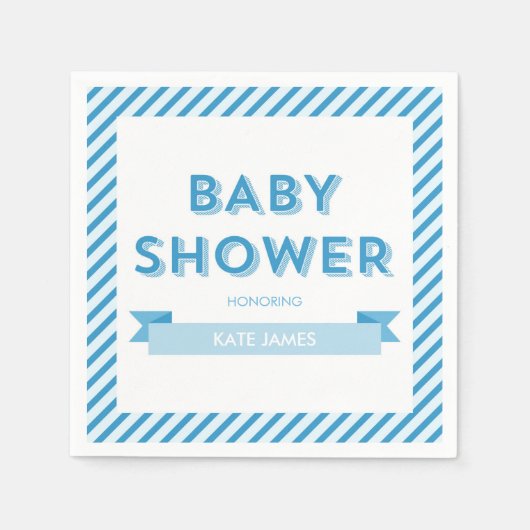 Serviette En Papier Baby shower bleu moderne (Devant)