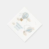 Serviette En Papier Baby shower bleu montgolfière aventure (Coin)