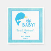 Serviette En Papier Baby shower bleu Narwhal (Devant)
