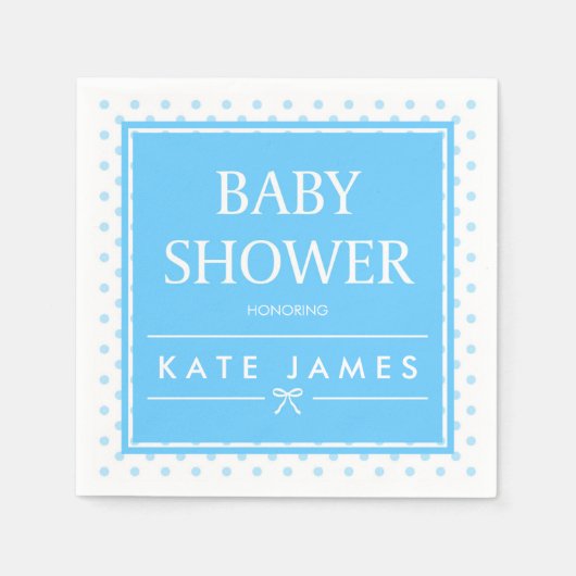 Serviette En Papier Baby shower bleu pois et carbone (Devant)