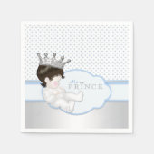 Serviette En Papier Baby shower bleu Silver Prince (Devant)