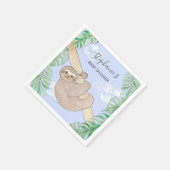 Serviette En Papier Baby shower bleu Sloth Boy (Coin)