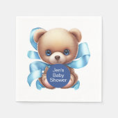 Serviette En Papier Baby shower Bleu Teddy Bear (Devant)
