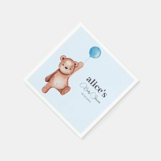 Serviette En Papier Baby shower bleu Teddy Bear (Coin)