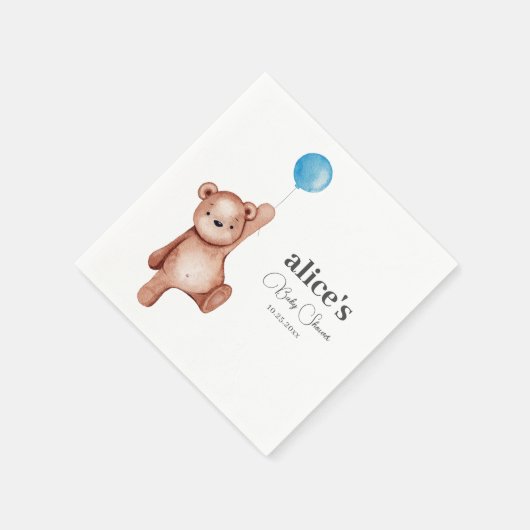 Serviette En Papier Baby shower bleu Teddy Bear (Coin)