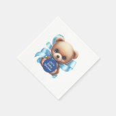 Serviette En Papier Baby shower Bleu Teddy Bear (Coin)