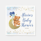 Serviette En Papier Baby shower bleu Teddy Bear Balloon (Devant)