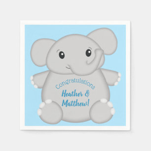 Serviette En Papier Baby shower Blue Elephant