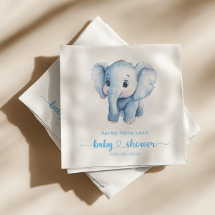 Serviette En Papier Baby shower Blue Elephant - Aquarelle Jun