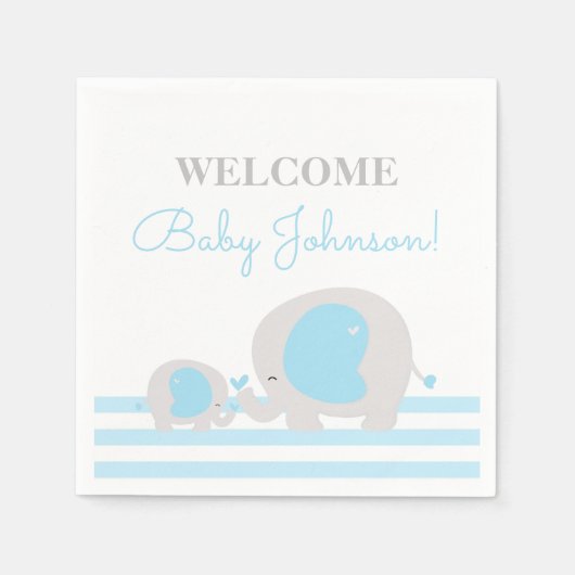 Serviette En Papier Baby shower Blue Elephant Boy (Devant)
