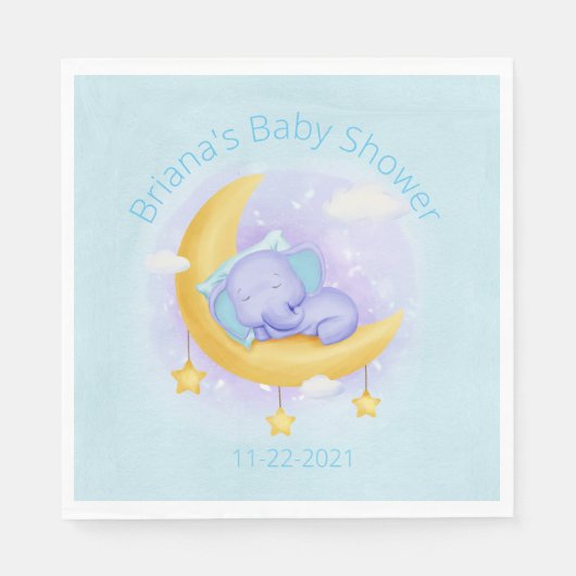 Serviette En Papier Baby shower Blue Elephant Boy (Devant)