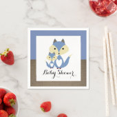 Serviette En Papier Baby shower Blue Fox Burlap (En situation)