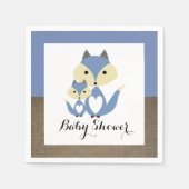 Serviette En Papier Baby shower Blue Fox Burlap (Devant)