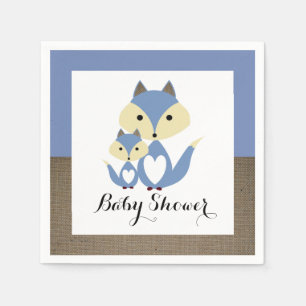 Serviette En Papier Baby shower Blue Fox Burlap