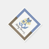 Serviette En Papier Baby shower Blue Fox Burlap (Coin)