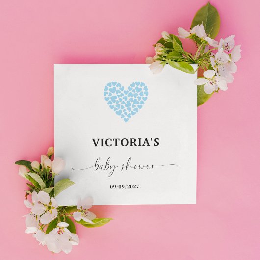 Serviette En Papier Baby shower Blue Heart