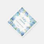 Serviette En Papier Baby shower Blue Hydrangea (Coin)