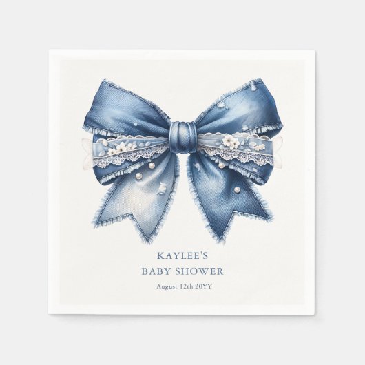 Serviette En Papier Baby shower Blue Jean Bow (Devant)