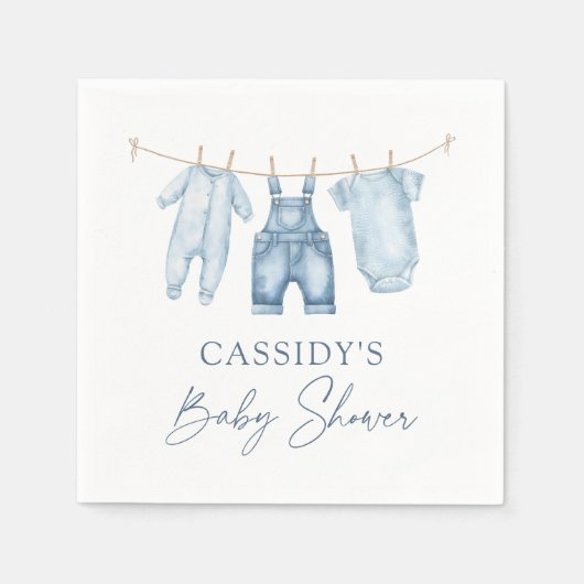 Serviette En Papier Baby shower Blue Jean Denim (Devant)
