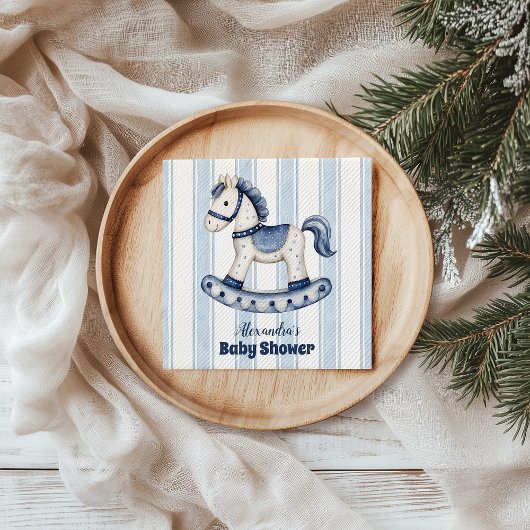 Serviette En Papier Baby shower Blue Rocking Horse