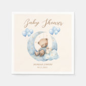 Serviette En Papier Baby shower Blue Teddy Bear Stars (Devant)