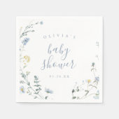 Serviette En Papier Baby Shower Bohème Rustique Élégant Fleur Bleue (Devant)