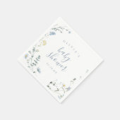 Serviette En Papier Baby Shower Bohème Rustique Élégant Fleur Bleue (Coin)