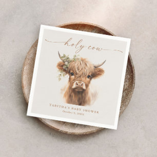 Serviette En Papier Baby Shower Bohème Vache des Highlands Neutre pour